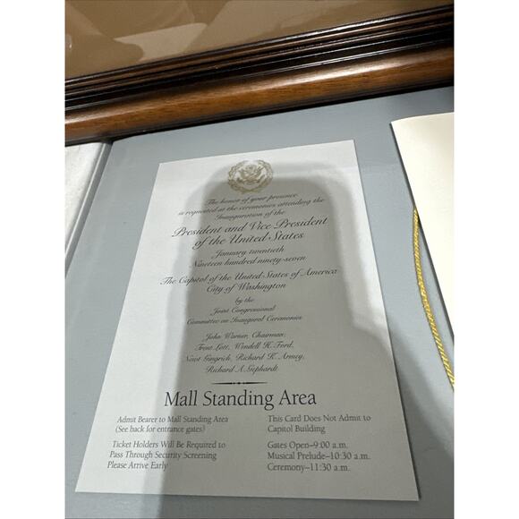 Bill Clinton Framed Inauguration Ticket, Invitation, Program, Photos, Map. - Picture 8 of 9